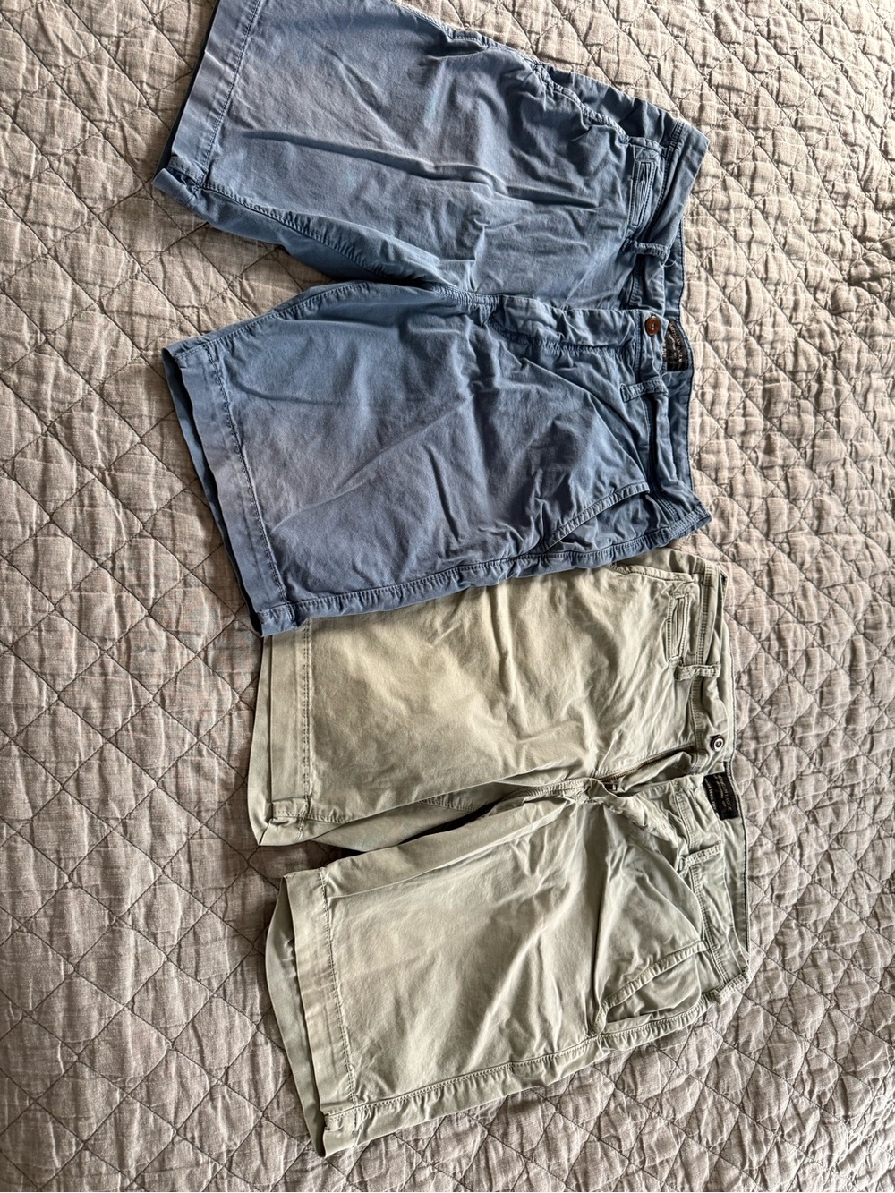 American Eagle Outfitters Men's Flat Front Shorts — Light Blue & Light Gray